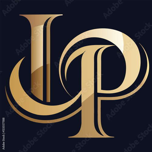 A premium and elegant logo featuring the letters 'LP'. The design should have a luxurious feel with smooth curves.eps