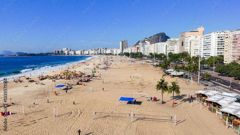 Obraz premium view of Copacabana Beach in Rio de Janeiro.