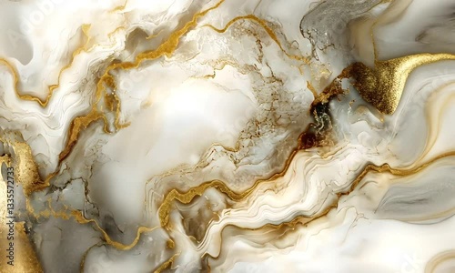 White and gold marble texture with intricate natural veins, perfect for luxury design and premium backgrounds.