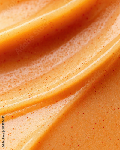 Close-up of a vibrant orange moisturizer displaying its unique texture