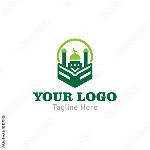 Islamic Logo With a mosque inside an open book.