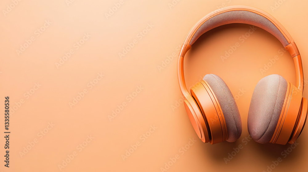 Noise cancelling headphones in a minimalist design on a soft background Noise cancelling headphones in a minimalist design on a soft background