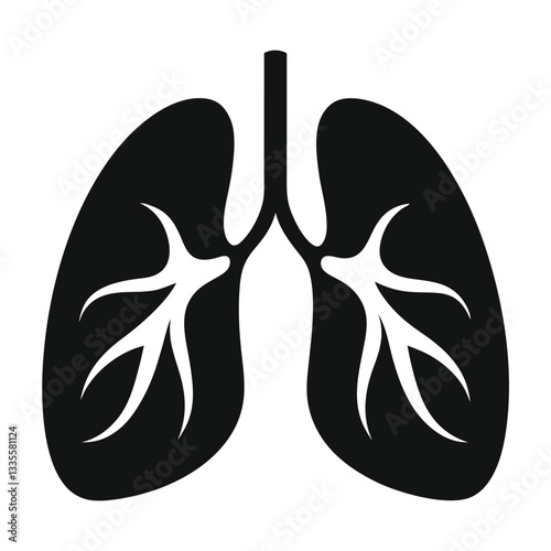 Human Lungs Silhouette with Bronchial Tree Vector