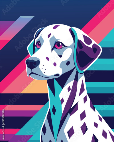 cute dalmatian dog with necktie vector illustration design