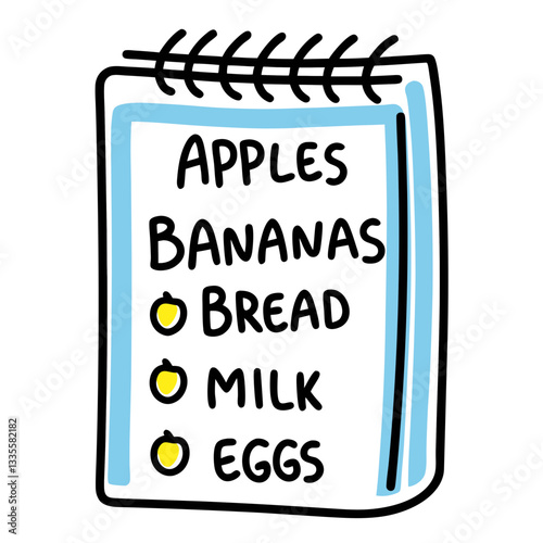 Grocery shopping list illustration, simple organization