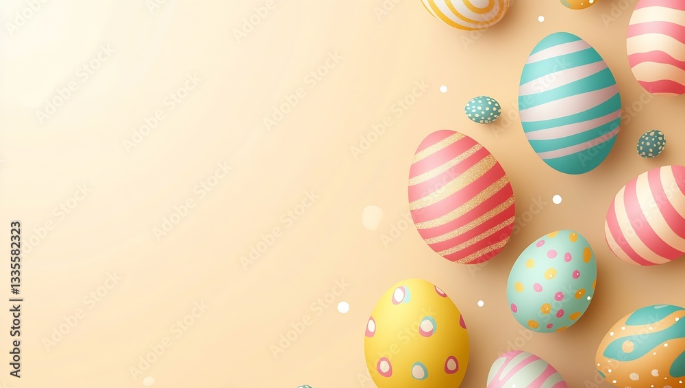 Brightly decorated Easter eggs with distinctive patterns on a soft vibrant background : Generative AI Brightly decorated Easter eggs with distinctive patterns on a soft vibrant background : Generative AI