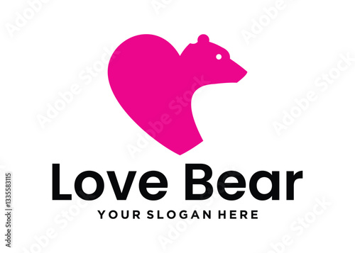 Bear and Love Logo Design Inspiration, Modern Logo. White Background