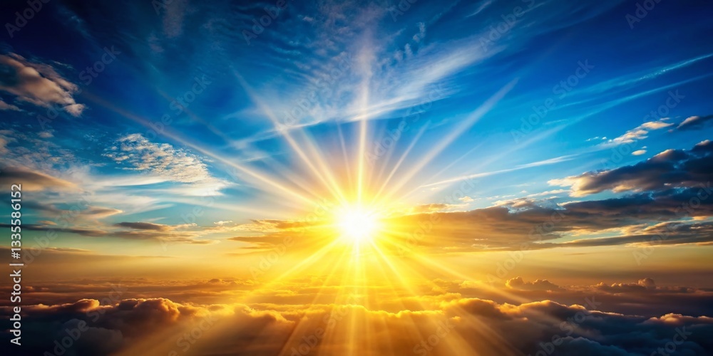 Fototapeta premium Warm Glow Sunset Sky: Blue Hour Serenity Landscape Photography