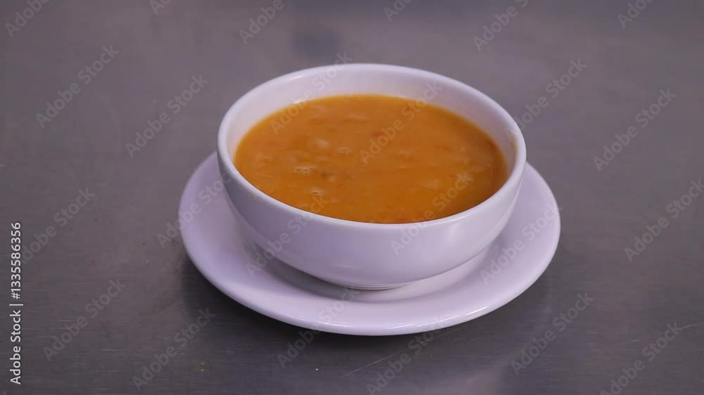 Sirviendo Frijoles charros con chorizo en un plato sopero Sirviendo Frijoles charros con chorizo en un plato sopero