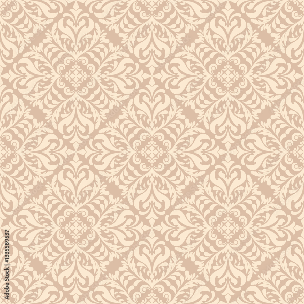 Fototapeta premium Damask seamless pattern, elegant damask background, luxury damask vector for wallpaper and textiles