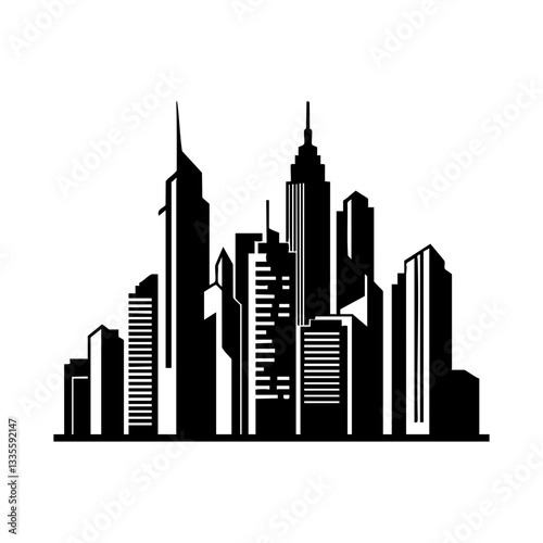 Urban Skyscraper City Silhouette