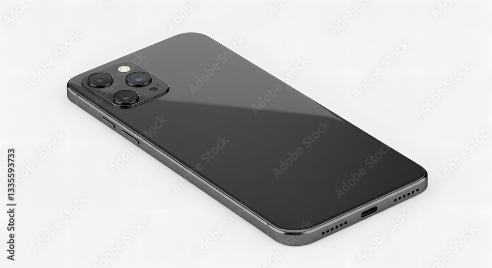 Modern Black Smartphone with Triple Camera on White Background
Modern Black Smartphone with Triple Camera on White Background