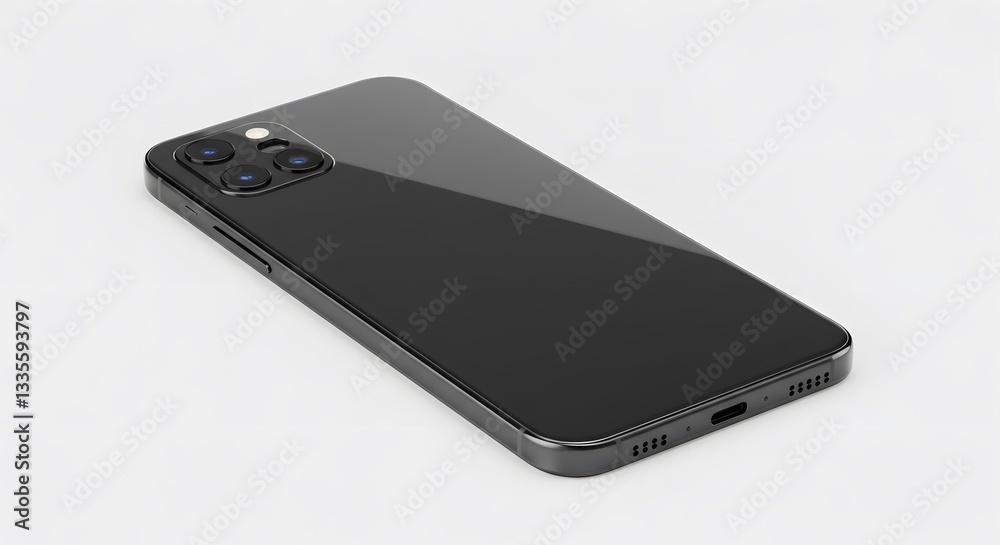 Modern Black Smartphone with Triple Camera on White Background
Modern Black Smartphone with Triple Camera on White Background