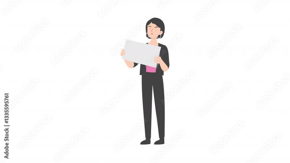 Woman is standing and giving a lecture cartoon animation
Woman is standing and giving a lecture cartoon animation