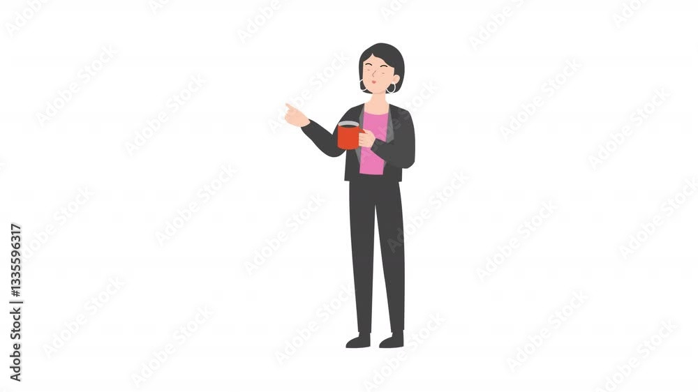 video woman stands with coffee cartoon animation
video woman stands with coffee cartoon animation