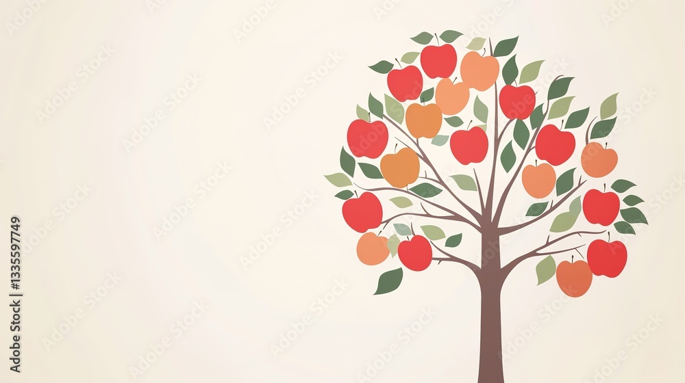 Fototapeta premium The Story Behind the Apple Tree Background on Children's Day: Exploring the Magical Connection between Innocence and Nature