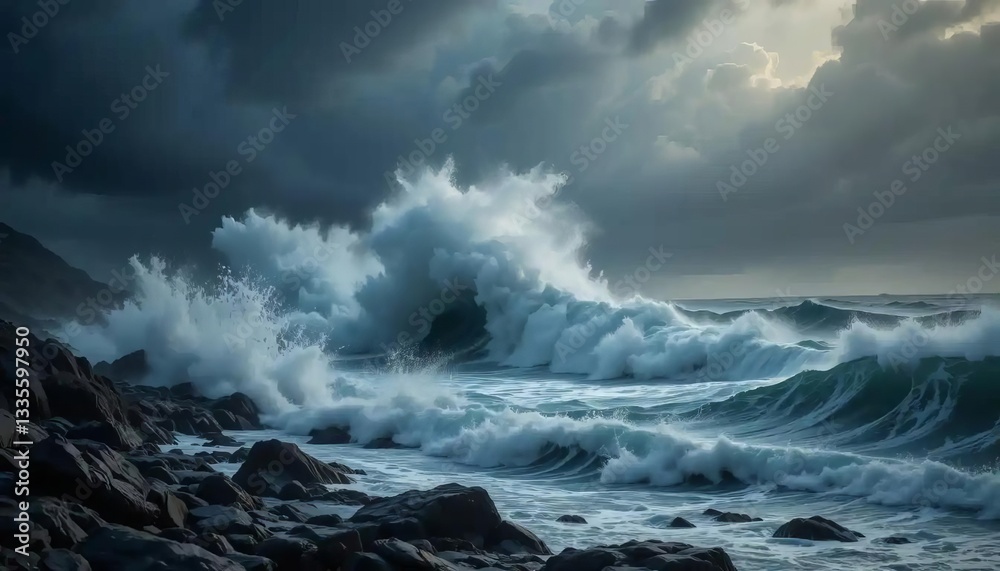 Fototapeta premium Dramatic Storm Wave Power