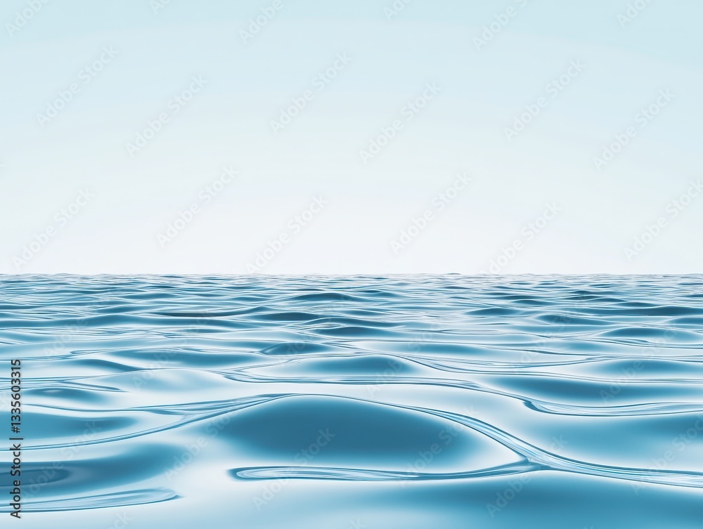 Serene Ocean Waves Under Clear Sky with Gentle Ripples and Calm Horizon Serene Ocean Waves Under Clear Sky with Gentle Ripples and Calm Horizon