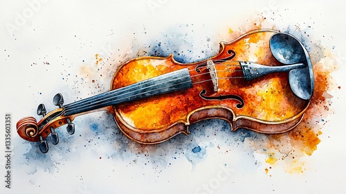 Watercolor Violin Illustration