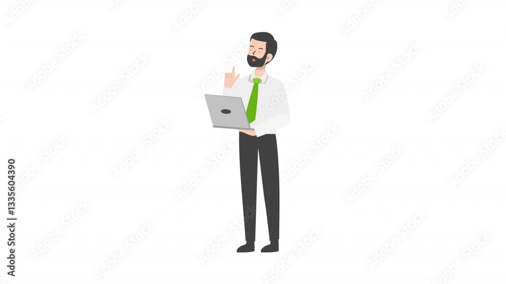 video  man or architecture  working on laptop cartoon animation
