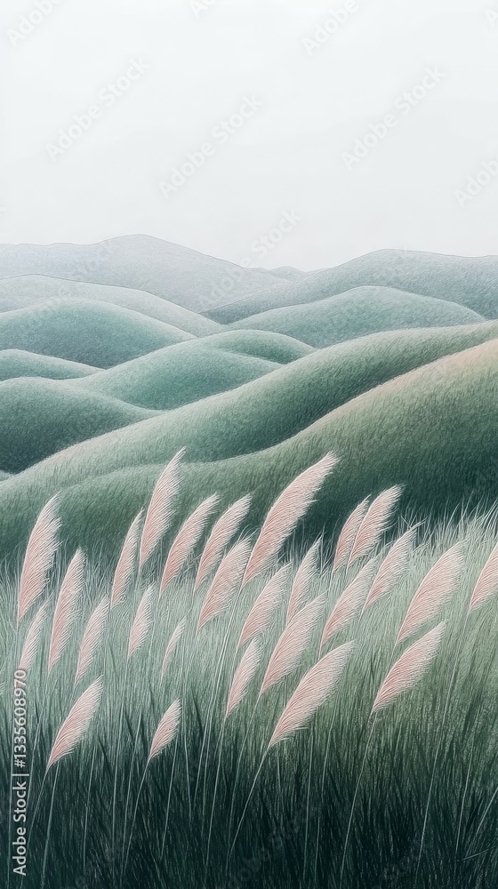 Fototapeta premium Whispering Grasses on the Hill, Windy days