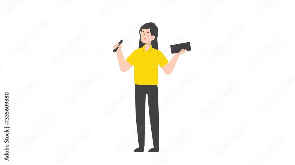 Woman holding stick cartoon animation
Woman holding stick cartoon animation