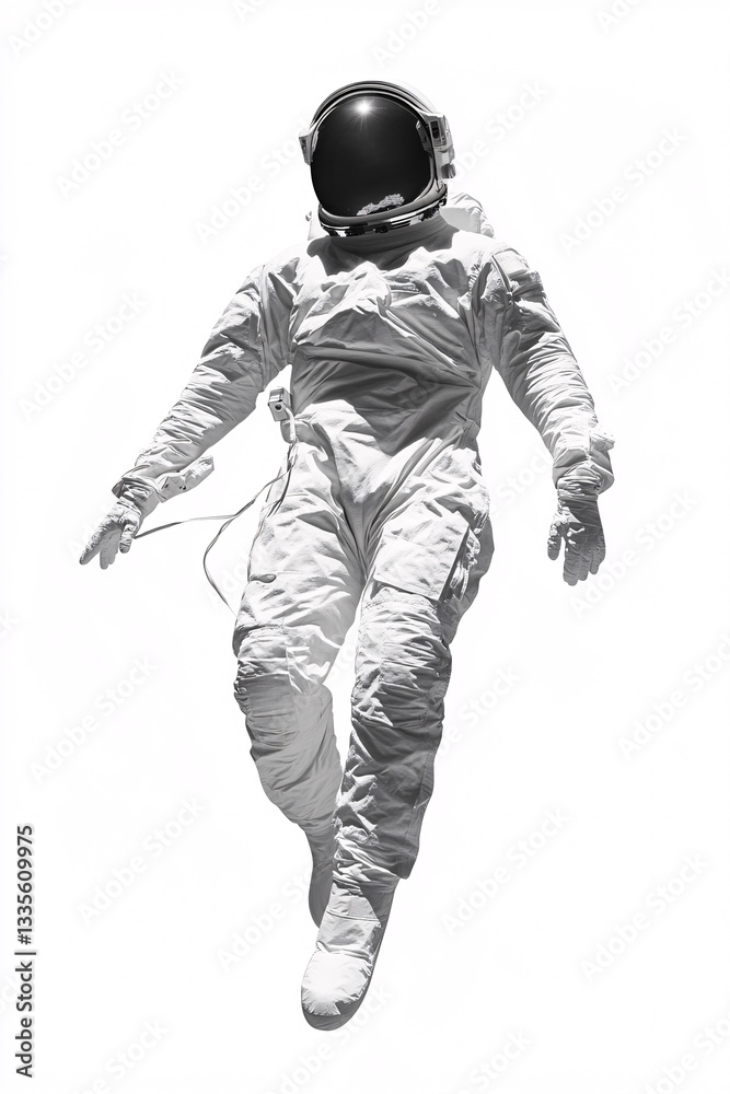 Weightless Astronaut Floating in Space Dreamy Black and White Stock Photo Weightless Astronaut Floating in Space Dreamy Black and White Stock Photo