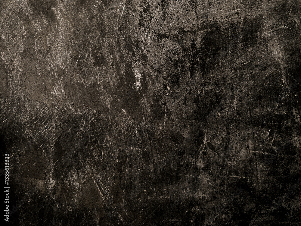 Obraz premium Black dark grunge concrete wall background with aged texture. Abstract wall texture for design, editing, overlays, and digital projects.