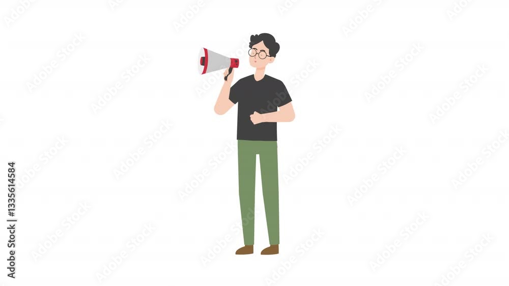 video man standing holding megaphone cartoon animation
video man standing holding megaphone cartoon animation