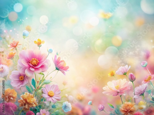 Watercolor Floral Invitation Background with Long Exposure Effect & Text Space