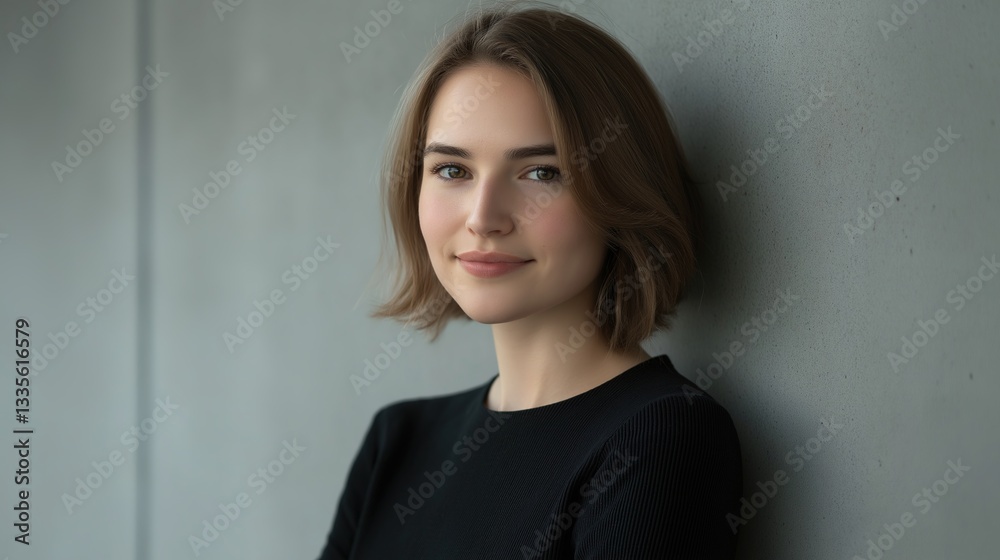 Confident young businesswoman exuding professionalism and determination in a poised portrait. Confident young businesswoman exuding professionalism and determination in a poised portrait.
