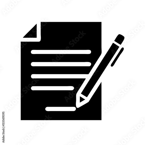 Minimalist Document and Pen Icon for Writing, Contracts, and Official Agreements