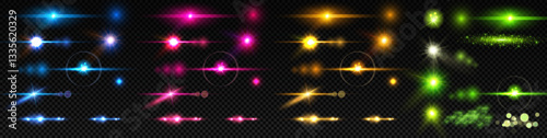 Obraz na płótnie Realistic Lens Flare Elements Collection. Light Effect Transparent Design. Vector illustration w salonie