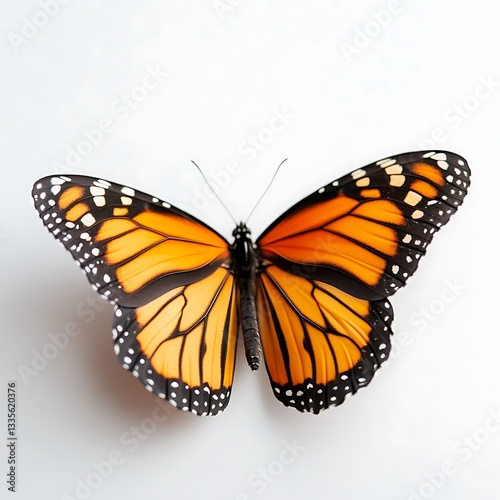 Monarch Butterfly Wings Spread, White Background