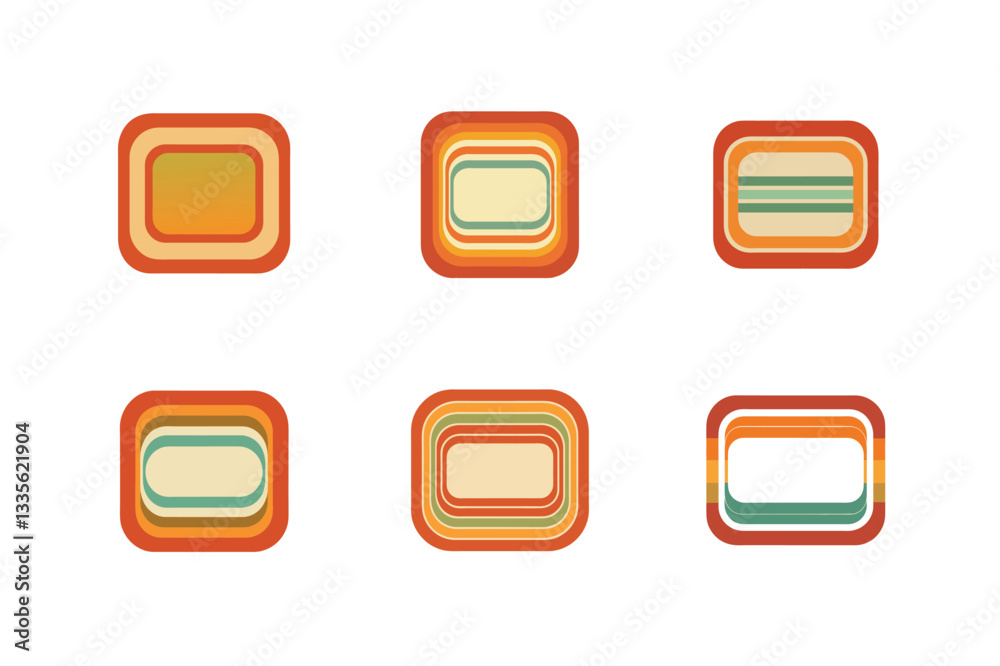 Retro Geometric Square Patterns in Warm Tones Retro Geometric Square Patterns in Warm Tones