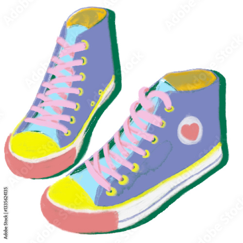 pair of purple sneakers