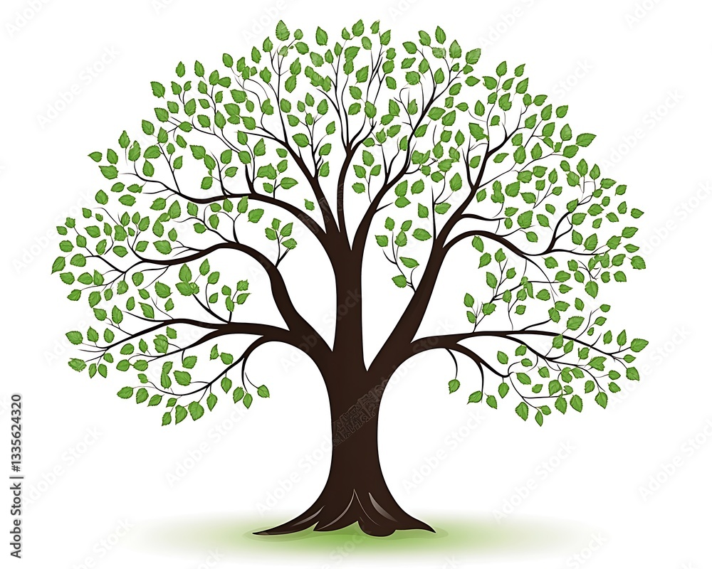 Lush green tree, outdoor, white background Lush green tree, outdoor, white background