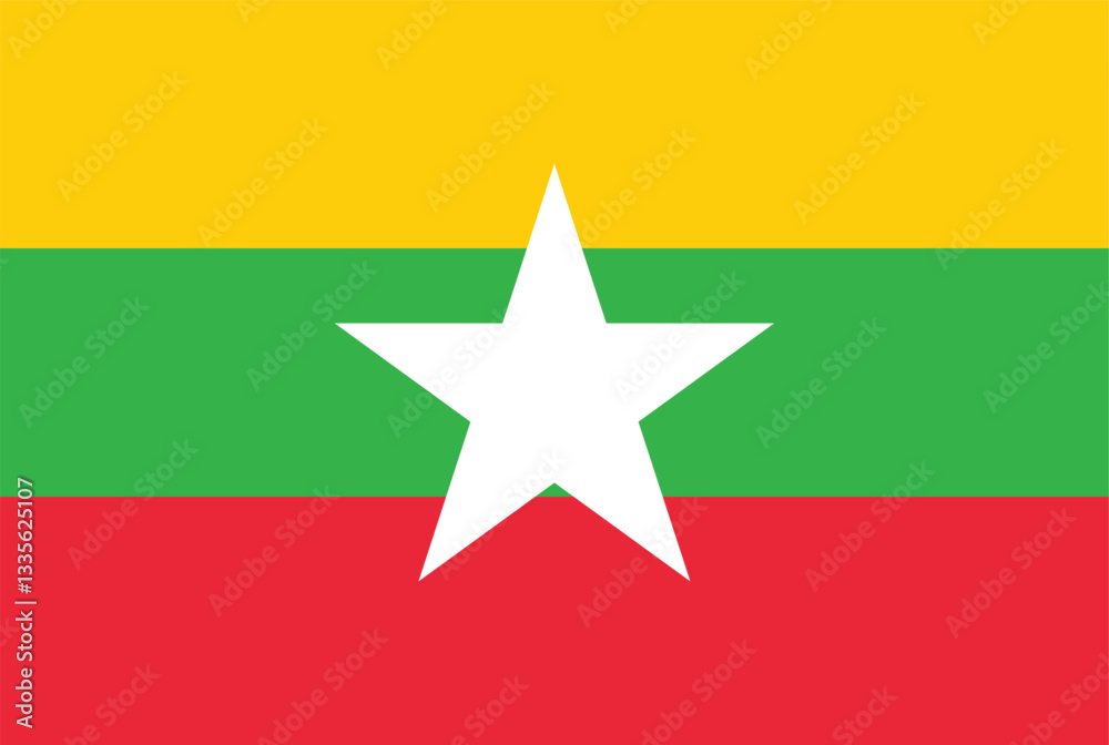 National flag of Myanmar (Birmania) vector image National flag of Myanmar (Birmania) vector image