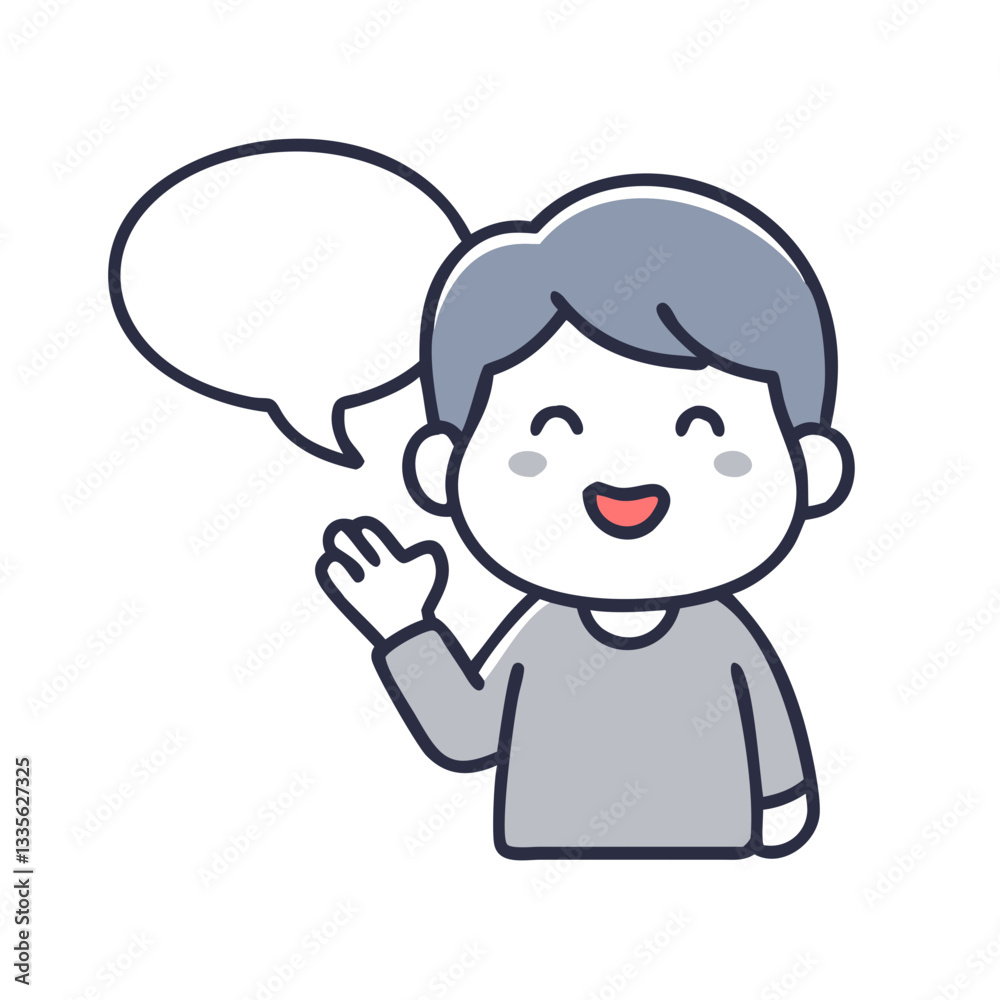 Happy child speaking, speech development, verbal expression, speech therapy Happy child speaking, speech development, verbal expression, speech therapy