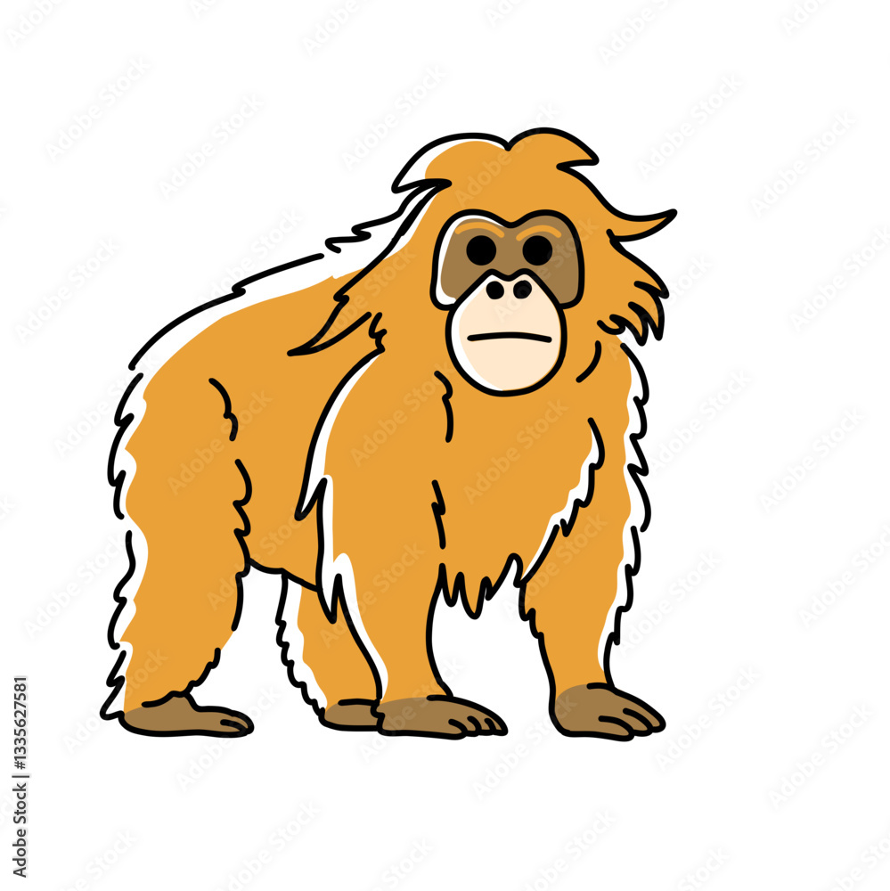 Orangutan Indonesian Endemic Animal Vector Illustration for Wildlife and Conservation Orangutan Indonesian Endemic Animal Vector Illustration for Wildlife and Conservation