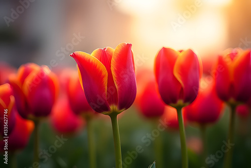 red tulips in the garden