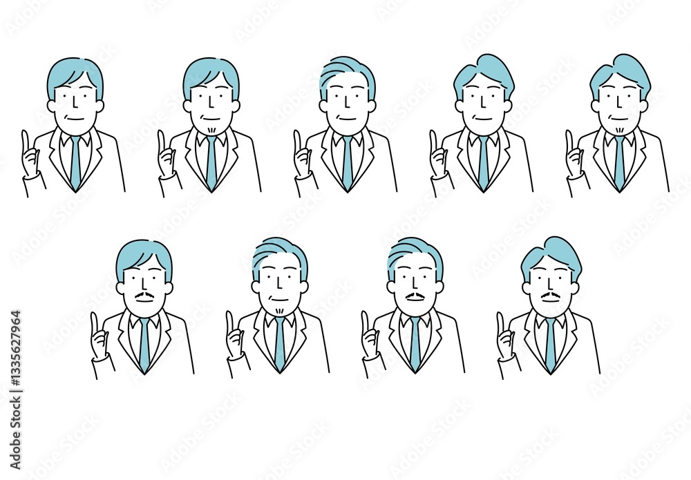 スーツを着た40から50代男性ビジネスパーソンのシンプルな線画イラスト(カラー) スーツを着た40から50代男性ビジネスパーソンのシンプルな線画イラスト(カラー)