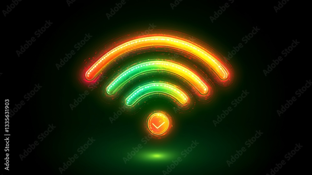 Glowing Wifi Signal, Connected Glowing Wifi Signal, Connected