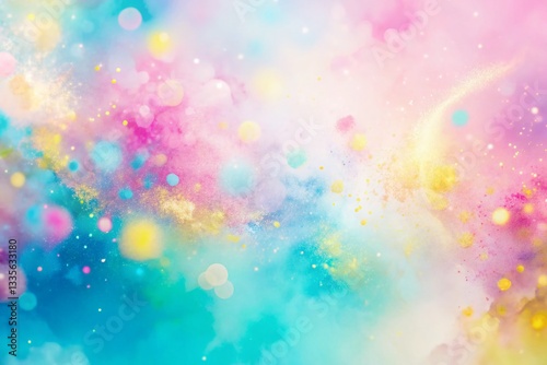 Whimsical Pastel Splatters: Soft Pink, Blue, & Yellow Abstract Background