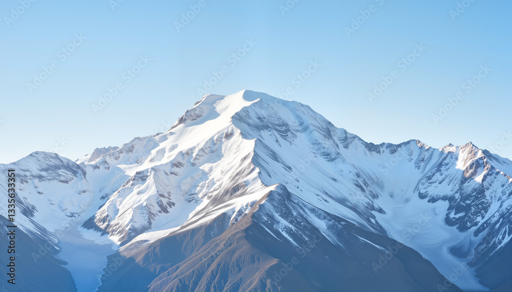 Fototapeta premium Majestic snow-capped mountain under clear sky, grandeur of nature