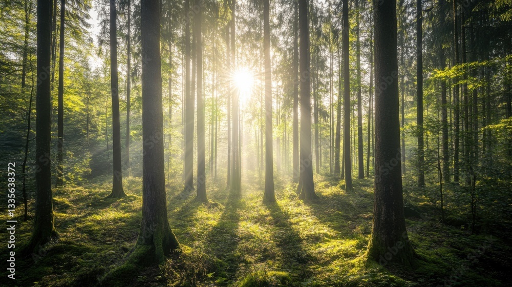 Tranquil forest bathed in soft sunlight, earthy tones blending harmoniously, evoking peace and natural serenity. Tranquil forest bathed in soft sunlight, earthy tones blending harmoniously, evoking peace and natural serenity.
