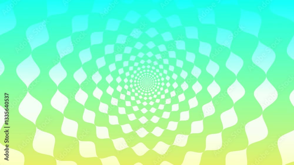 Abstract green and blue gradient background with a hypnotic looping pattern for creative projects, video editing, web design, modern artwork, or computer graphics
