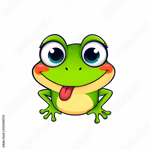 Funny green frog Cartoon character design Vector illustration isolated