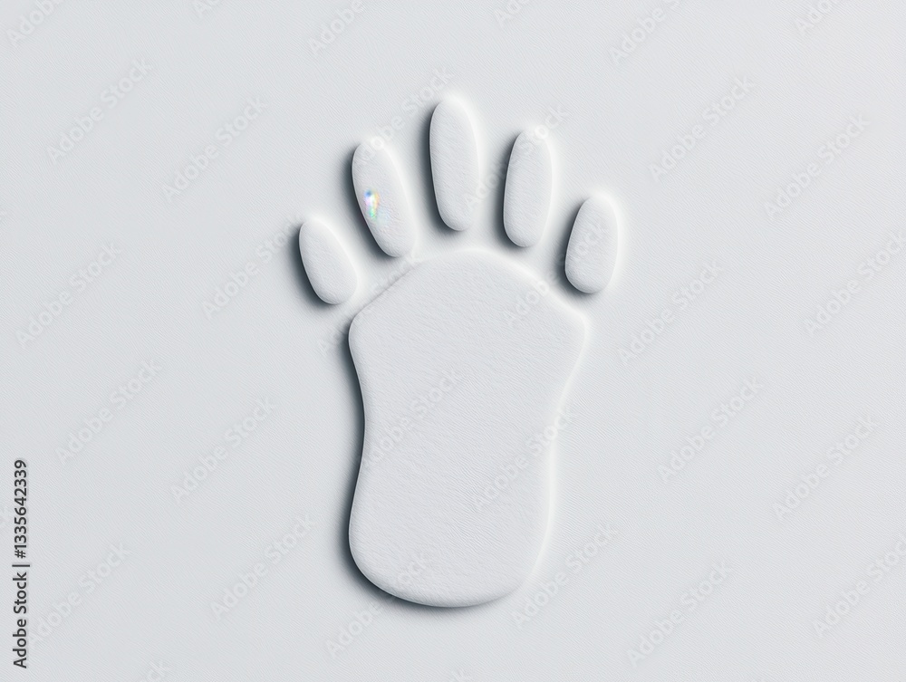 Obraz premium Clean white footprint impression on a smooth surface, symbolizing innocence or purity
