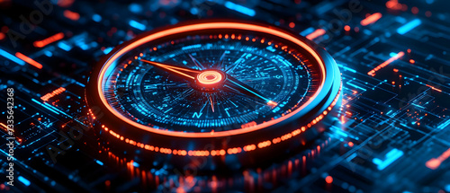 Wallpaper Mural Digital compass navigation, circuit background Torontodigital.ca